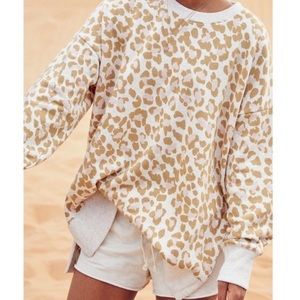 Aerie Pink & Sand Leopard Print Desert Sweatshirt